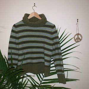100% wool j crew striped turtle neck